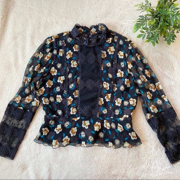 Anna Sui For Anthropologie Victoriana Silk Blouse - Picture 2 of 8